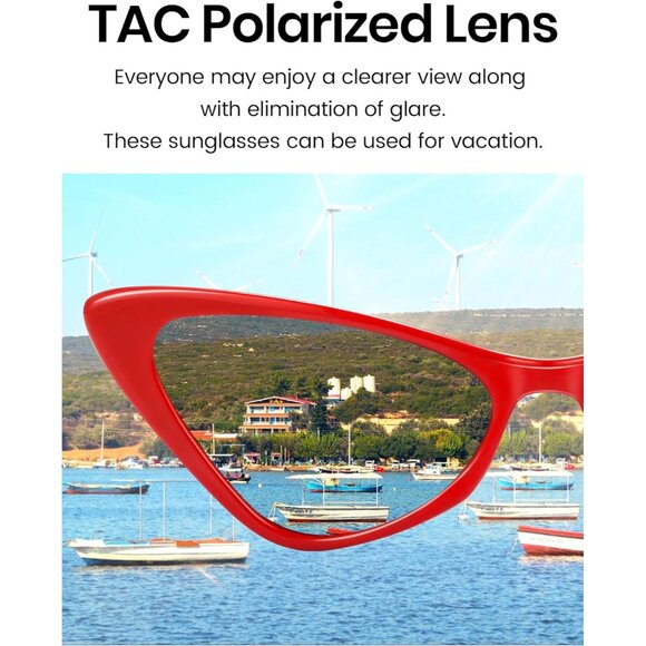 Retro Cat Eye Polarized Sunglasses for Women Vintage Tinted Lens Trendy Cateye - Picture 4 of 7